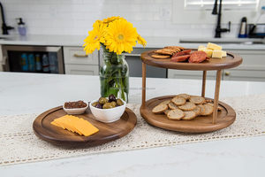 Estante de especias de dos niveles personalizado, superventas, duradero, 10 \ ", mesa giratoria, soporte para frutas y verduras, organizador, almacenamiento artesanal de madera de Acacia - Product Image 6