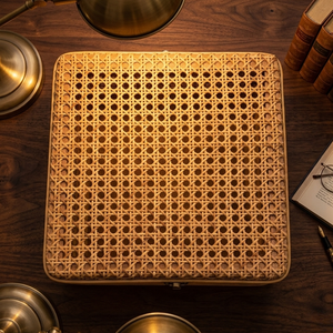 Boîte de rangement en rotin tressé faite à la main avec couvercle, organiseur en cannage pour bijoux, souvenirs et décoration intérieure - Product Image 5