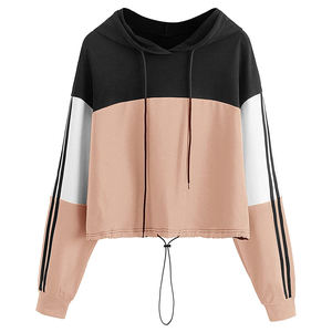 Sudadera con Capucha Corta Lisa para Mujer, de Felpa Cepillada, Ajuste Elástico - Product Image 1