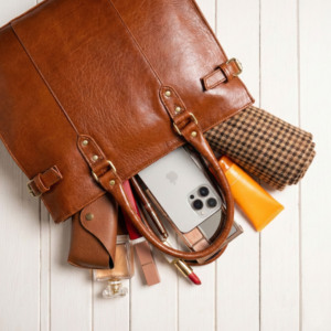 Large Brown <b>Leather</b> Tote, Spacious Laptop, Travel & Work <b>Bag</b> - Product Image 5