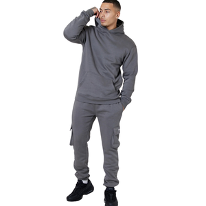 Conjunto de chándal con capucha para hombre, pantalón cargo de corte ajustado, ropa casual urbana, venta al por mayor, conjuntos de dos piezas personalizados - Product Image 1
