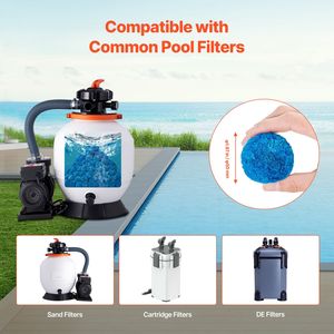 Filtro Riutilizzabile in Fibra di Poliestere Blu 3.1 Lbs, Palline Filtranti per Piscina, Sostituzione delle Palline con Sabbia - Product Image 2