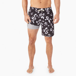 Shorts de bain pour hommes à imprimé floral, taille mi-haute, cordon de serrage, séchage rapide, en polyester, décontractés, style Bermuda - Product Image 2
