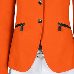 Veste d'équitation orange pour femme, coupe ajustée, blazer d'équitation professionnel, manteau de compétition équestre, vente en gros personnalisée, mode - Product Image 5