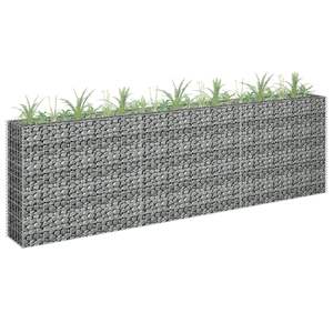 Macetas y jardineras grandes de acero galvanizado plateado tipo gavión - Product Image 1