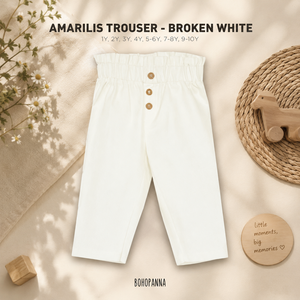 กางเกงขายาว Amarilis สีขาวลายแตก ดีไซน์ทันสมัย ผลิตจากผ้าฝ้ายระบายอากาศได้ดี สวมใส่สบาย เหมาะสำหรับสาวๆ ที่ชอบการเคลื่อนไหว สนุกกับทุกการผจญภัย - Product Image 1