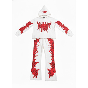 ชุดวอร์มผ้าฝ้ายฟลีซวินด์เบรกเกอร์สไตล์วินเทจ หนานุ่ม น้ำหนักมาก  ชุดสตรีทแวร์  ปักลายตามสั่ง ชุดกีฬา - Product Image 2