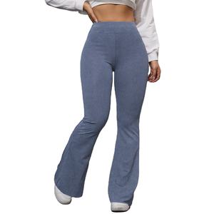 Pantalones Anchos Azules Personalizados, Cintura Alta, Elásticos, Transpirables, de Punto, Casuales, con Bolsillos Laterales, Estilo Otoñal - Product Image 5