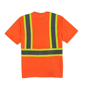 เสื้อยืดสะท้อนแสงเพื่อความปลอดภัยในการทำงาน ยี่ห้อ Econex Sports ได้รับการรับรองมาตรฐาน CE/EU ผลิตจากโพลีเอสเตอร์ สีส้ม-เขียวมะนาว สำหรับผู้ชาย - Product Image 2