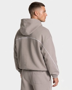 Ensemble de survêtement surdimensionné gris pierre pour homme, personnalisé OEM – Sweat à capuche en molleton de coton de qualité supérieure et pantalon de survêtement à jambes larges - Product Image 4