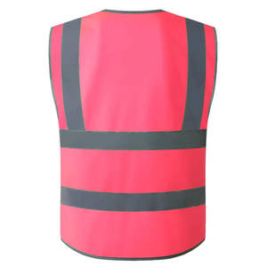 Chaleco de Seguridad Rosa de Alta Visibilidad para Mujer, Reflectante, con Múltiples Bolsillos, Ropa de Trabajo Industrial, Cierre Frontal con Cremallera, Equipo de Seguridad para Obras - Product Image 3