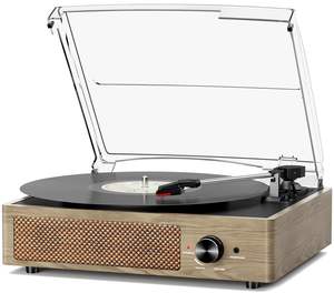   Tourne-disque vinyle sans fil avec haut-parleurs, lecteur de disques vinyles, support USB, carte TF, MP3 - Product Image 1