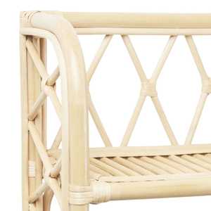 Perfect 2 Tier Woven Rattan <b>Wall</b> Mounted <b>Book</b> Shelf Kids Room Natural Cane Nursery Organizer Hanging Hooks Rack Wholesale - Product Image 2