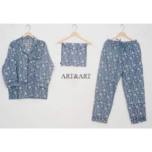 Nouveautés : Pyjamas pour femmes 100% coton, manches longues, col en V, ensemble de pyjama pour la plage et les vacances - Product Image 6