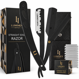 Navaja de Afeitar Recta Vintage Luminex Impex con Mango de Concha de Abulón y Acero al Carbono, Lista para Usar en Barberías y Salones - Product Image 1