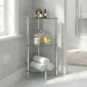 Estante de Esquina para Baño Moderno MIT DIY, de Tres Niveles, Acabado Cromado, Tamaño Personalizado, 3 Compartimentos de Vidrio, Material Metálico, OEM, Hoteles, eBay - Product Image 2