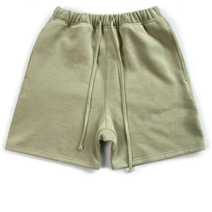 Shorts de sport décontractés pour hommes avec logo personnalisé, respirants, 100 % coton tissé, taille élastique vintage, doublure unie, séchage rapide - Product Image 2