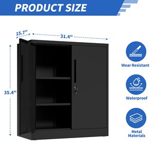 Armadio da Garage in Acciaio Resistente con Serratura, 2 Porte e 2 Ripiani Regolabili - Product Image 2