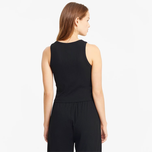 Top Corto de Punto para Mujer, Color Negro Sólido, Cuello Redondo, Estilo Minimalista, Tejido Transpirable de Spandex y Poliéster - Product Image 4