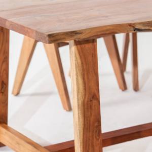 Table à manger en bois Vandana Zentrix Pebble avec un design contemporain fait main et massif - Product Image 6