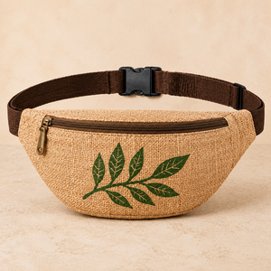 Sac banane unisexe en jute écologique avec fermeture éclair, sac de taille en forme de baril, pochette de ceinture multi-capacités, sac bandoulière durable - Product Image 3