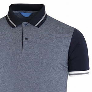 Chemise pour homme en coton tricoté respirant, style décontracté, gris marine uni, avec logo personnalisé, manches courtes - Product Image 3