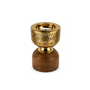 Metal Incense <b>Burner</b> with Star and Moon Design Black Top Bamboo Base Aromatherapy Diffuser All-Season Use - Product Image 4