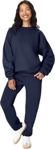 Sweat-shirt à col rond bleu marine pour homme, coupe classique, lourd, à manches longues, doublure polaire douce, pull décontracté chaud - Product Image 5