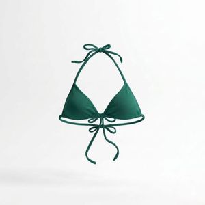 Haut de bikini noir pour femme avec cordon de serrage à l'avant et bretelles réglables, maillot de bain uni en spandex et polyester - Product Image 5