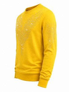 Sudaderas de Invierno para Hombre de Alta Calidad, Diseño Sólido con Pedrería, Estilo Urbano de Lujo, Cómodas, de Algodón/Poliéster - Product Image 6