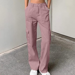 Men's Khaki Cargo Pants Wide Leg <b>Elastic</b> Waist Multiple Pockets Canvas Workwear Style High Waist Autumn Wear - Product Image 5