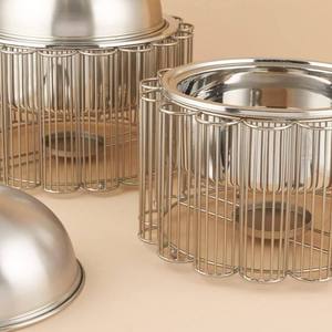 Premium Round Silver Chafing Dish Vertical Metal Pillar Cage <b>Stand</b> Stainless Steel Buffet Warmer with Dome Lid Single Unit - Product Image 4