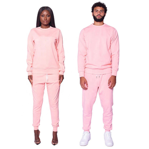 Conjunto Deportivo Unisex Color Crema, Sudadera con Cuello Redondo, Pantalones Deportivos de Color Sólido, Ropa Casual, Pantalones Largos con Cordón, 100% Algodón - Product Image 4