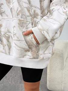 Sudadera con capucha extragrande para mujer, estampado floral, manga larga con bolsillos, ropa transpirable para otoño - Product Image 6