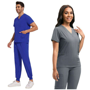 Wholesale 4-Way Stretch Nurse Scrubs <b>Set</b> Custom Logo Medical Uniforms V-Neck Jogger Scrub Tops and Pants for Hospital <b>Doctors</b> - Product Image 2