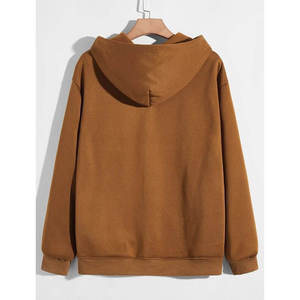 Men's Hooded Zip-Up <b>Fleece</b> Sweatshirt Solid <b>Brown</b> Color Casual Autumn Wear Pocket Design Regular Fit Knitted 2027 - Product Image 4