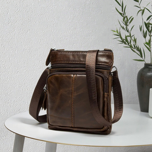 Leather <b>Messenger</b> <b>Bag</b> Zipper Closure Crossbody Shoulder <b>Bag</b> Men <b>Women</b> Daily Use All Seasons Lightweight - Product Image 2