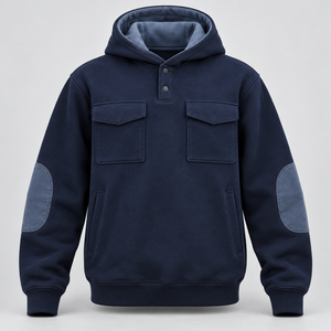 Sudadera con Capucha Color Morado con Paneles de Manga en Contraste y Ribete, Estilo Oversize, Proveedor de Ropa Urbana, Prenda Exterior de Invierno - Product Image 2