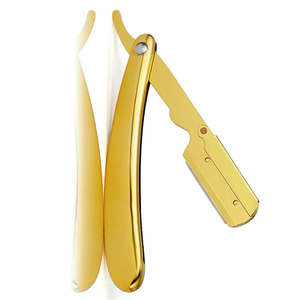 Golden <b>Single</b> <b>Blade</b> Safety <b>Razor</b> Plastic Handle Stainless Steel <b>Blade</b> Reusable Face Grooming Tool Custom Color OEM shaving <b>razor</b> - Product Image 6