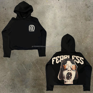 เสื้อกันหนาวมีฮู้ดแบบสวมศีรษะสไตล์450 GSM คร็อปชายเสื้อแบบปักลวดลายสำหรับฤดูหนาว - Product Image 4