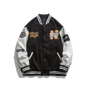 Veste de sport verte pour homme, manches blanches, style preppy, fermeture à boutons, coupe classique, vêtement d'automne, couleur unie, col rabattu - Product Image 2
