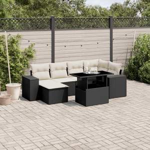 Conjunto de Sofá de Jardín con Reposabrazos Ajustables Grandes en Ratán Sintético Negro - Product Image 1