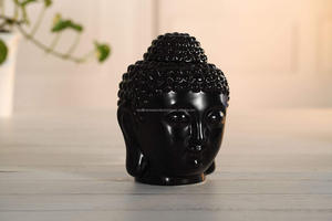 เตาเผาน้ำมันหอมระเหยรูปพระพุทธรูปเซรามิก เครื่องกระจายกลิ่นหอม เครื่องละลายขี้ผึ้งหอม ของตกแต่งพระพุทธรูป สำหรับโยคะ สปา ตกแต่งบ้าน สีดำ - Product Image 4