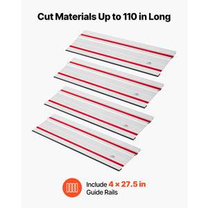 Kit de scie à rail Makita Festool WEN, portée de coupe de 110 pouces, 4 rails de guidage en aluminium extrudé, 3 connecteurs compatibles pour le travail du bois - Product Image 3