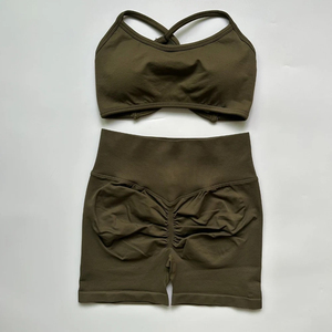 Conjunto de Top Corto sin Mangas y Pantalones Cortos hasta la Rodilla para Mujer, de Tejido Suave Transpirable con Cordón Ajustable, Corte Regular, Color Sólido - Product Image 1