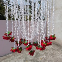 Karangan Bunga Mawar Tuberose Plastik Buatan Tangan Merah 4 Kaki Hiasan Dinding Tradisional untuk Pesta Pernikahan, Pesta Rumah Baru, dan Latar Belakang