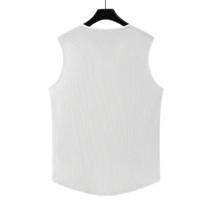 Camiseta sin mangas de punto texturizado con letras para hombre, chaleco informal de verano con cuello en V, suave, cómoda, ligera, a la moda, estilo urbano - Product Image 2