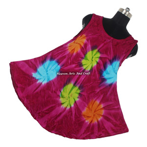 Vestido informal indio tie-dye para mujeres y niñas, vestido de verano, vestido de playa tie-dye, vestido tipo paraguas para mujer, tie-dye colorido - Product Image 3