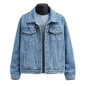 Veste en jean délavé personnalisée pour homme, col à boutons-pression, style décontracté, manteau de camionneur, vêtement d'extérieur épais, prix de gros fournisseur - Product Image 1