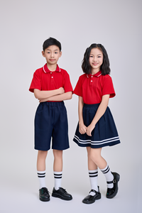 เสื้อโปโลนักเรียน (สีแดง) เด็กประถม 男女  ผ้าโพลีเอสเตอร์ผสมสแปนเด็กซ์  ถัก 50D FMF ชุดนักเรียน - Product Image 2